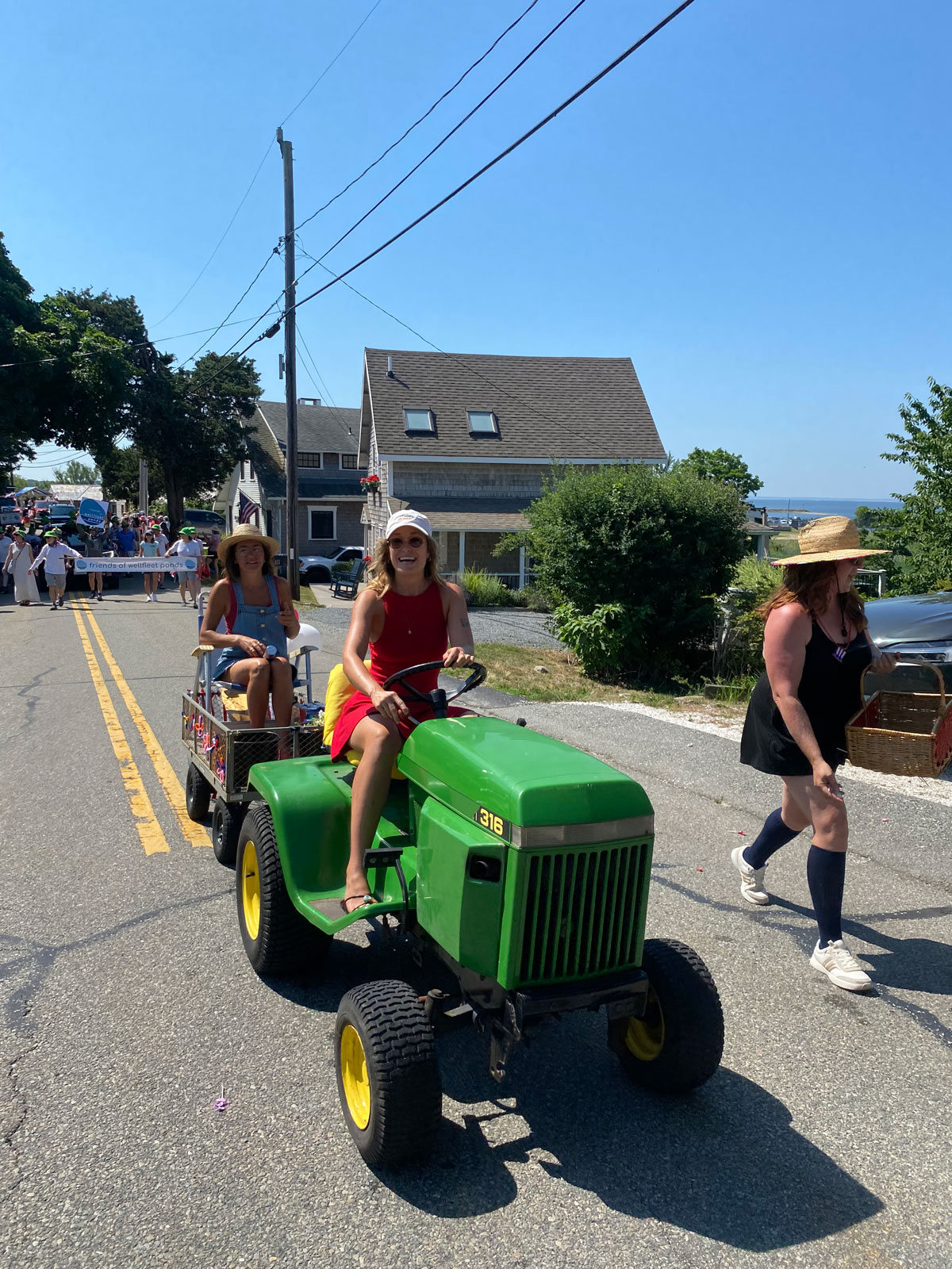 Toni Geshkova, Laura Pawa, Jessica Taylor Olson parade float in the Wellfleet 4th of July parade 2026